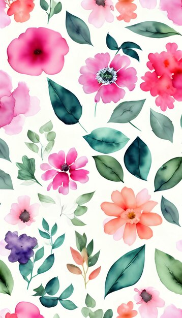 PSD padrão floral de aquarela um olhar caprichoso e feminino