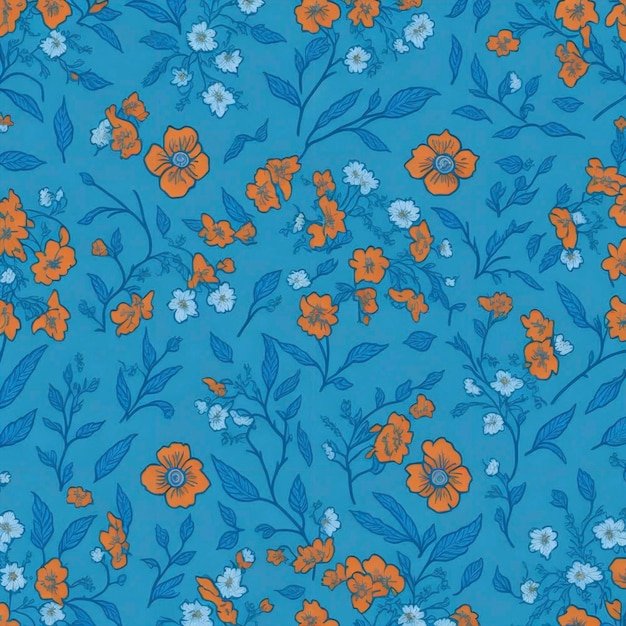 PSD padrão floral minimalista em laranja e azul