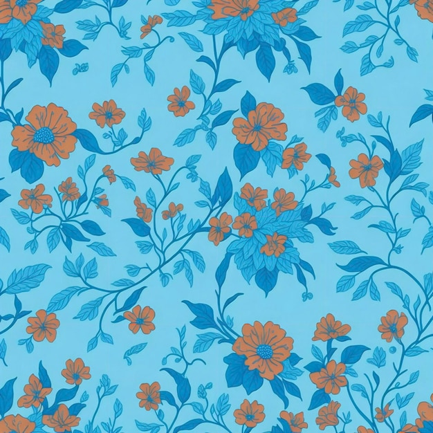 PSD padrão floral minimalista em laranja e azul