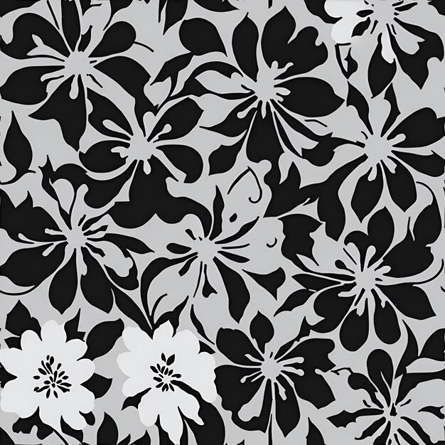 PSD padrão floral minimalista em preto e branco