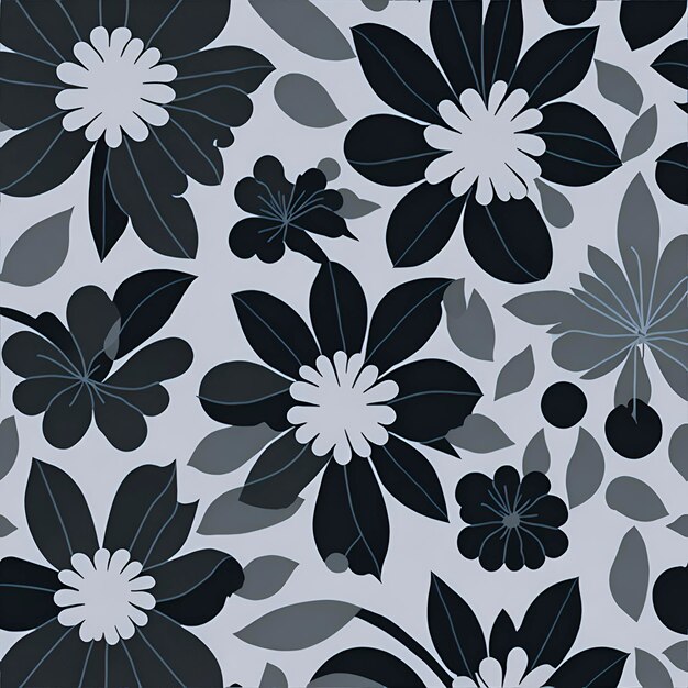 PSD padrão floral minimalista em preto e branco