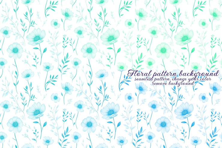 PSD padrão floral personalizável com tons de azul e lavanda