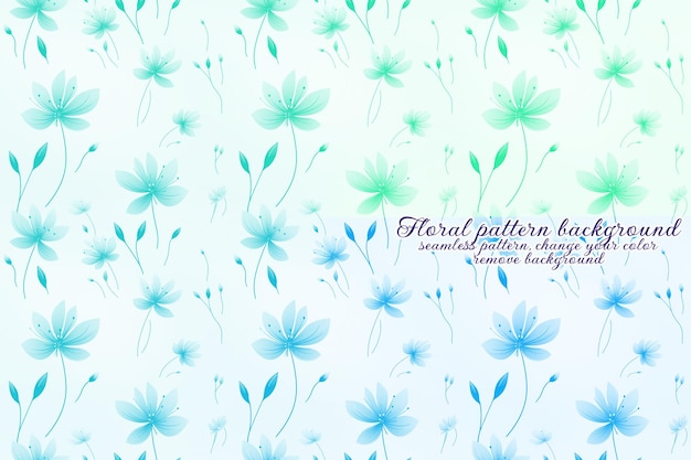 Padrão Floral Personalizável com Tons de Azul e Lavanda