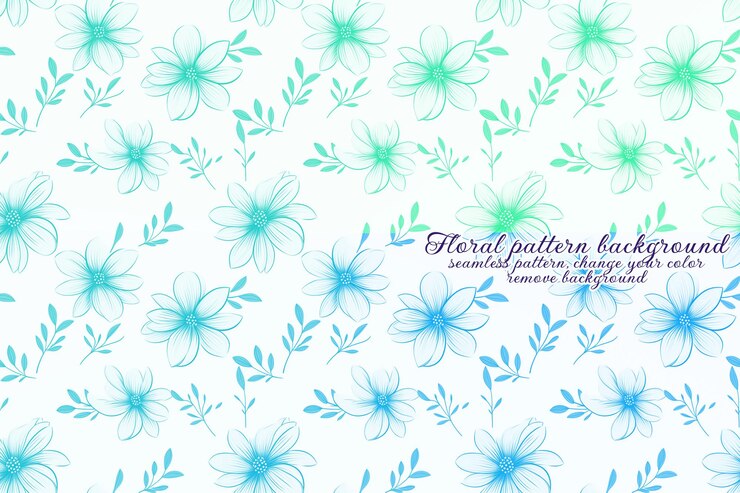 PSD padrão floral personalizável com tons de azul e lavanda