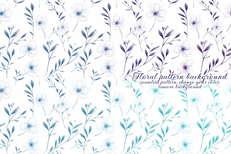 PSD padrão floral personalizável com tons de azul e lavanda