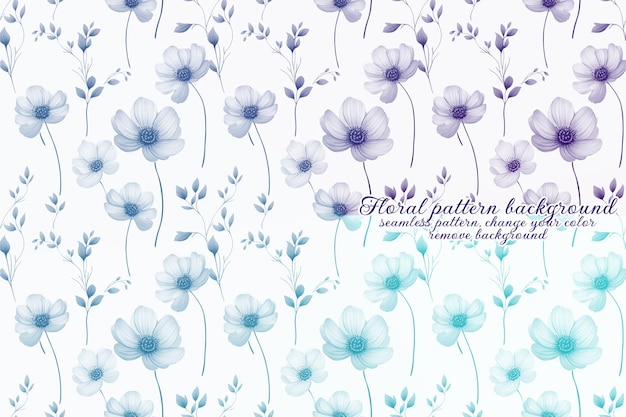 Padrão Floral Personalizável com Tons de Azul e Lavanda