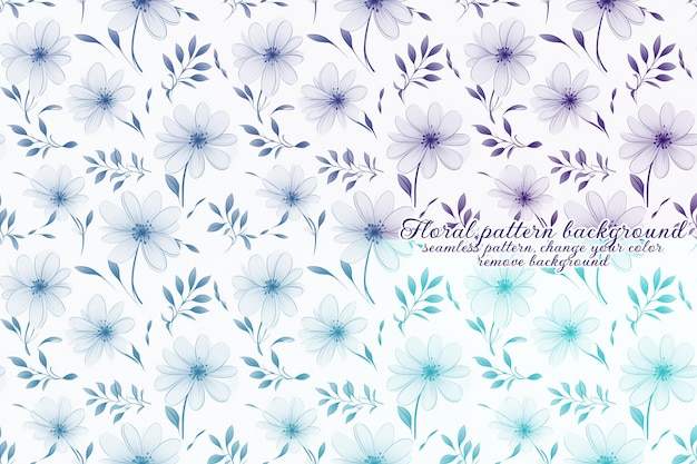 Padrão Floral Personalizável com Tons de Azul e Lavanda