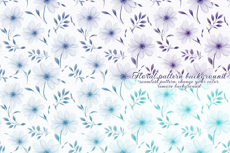 PSD padrão floral personalizável com tons de azul e lavanda