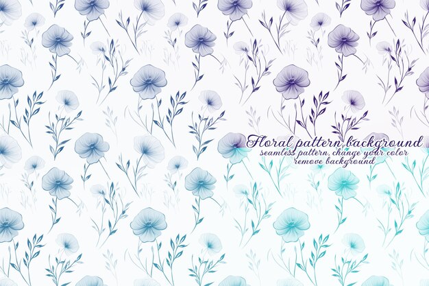 Padrão Floral Personalizável com Tons de Azul e Lavanda