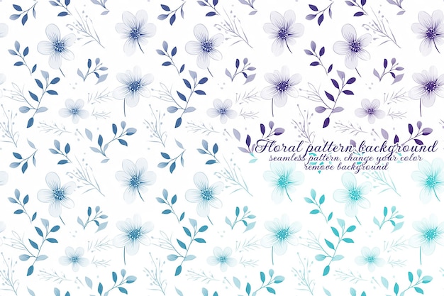 Padrão Floral Personalizável com Tons de Azul e Lavanda