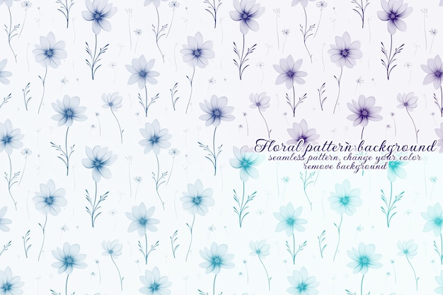 PSD padrão floral personalizável com tons de azul e lavanda