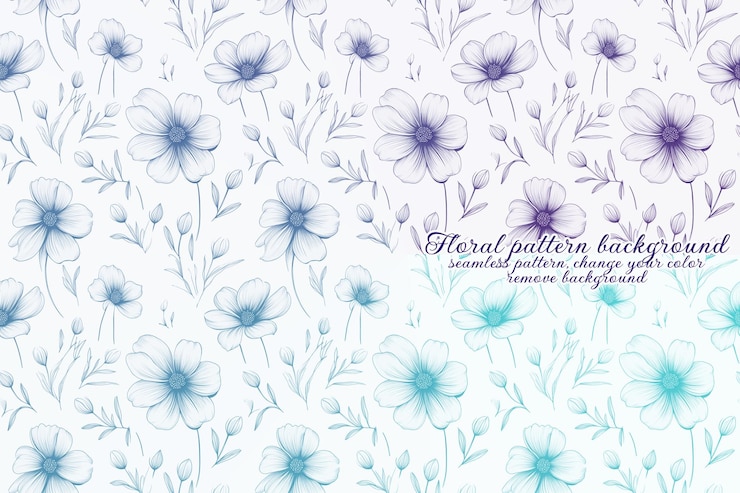 PSD padrão floral personalizável com tons de azul e lavanda