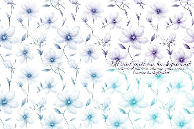 Padrão floral personalizável com tons de azul e lavanda