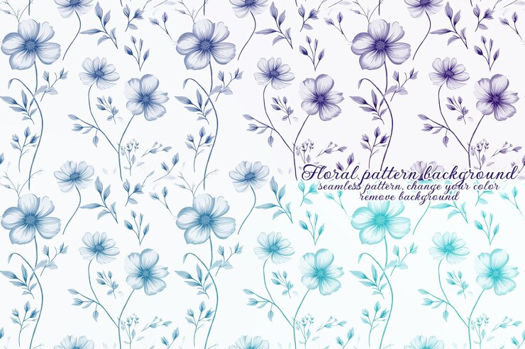 PSD padrão floral personalizável com tons de azul e lavanda