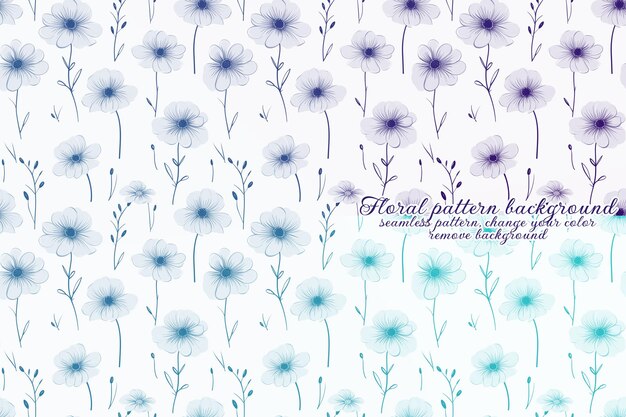 PSD padrão floral personalizável com tons de azul e lavanda