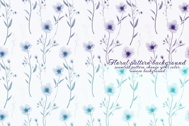 Padrão floral personalizável com tons de azul e lavanda