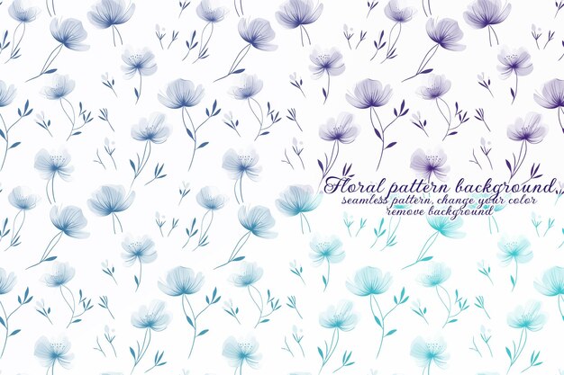 Padrão Floral Personalizável com Tons de Azul e Lavanda