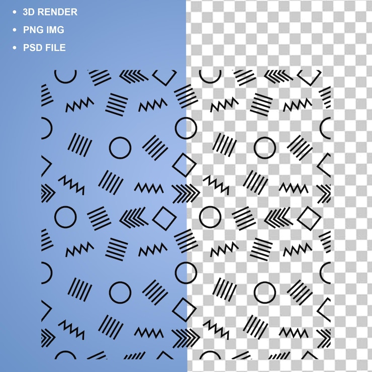 PSD padrão geométrico abstrato com arquivos png e psd de renderização 3d