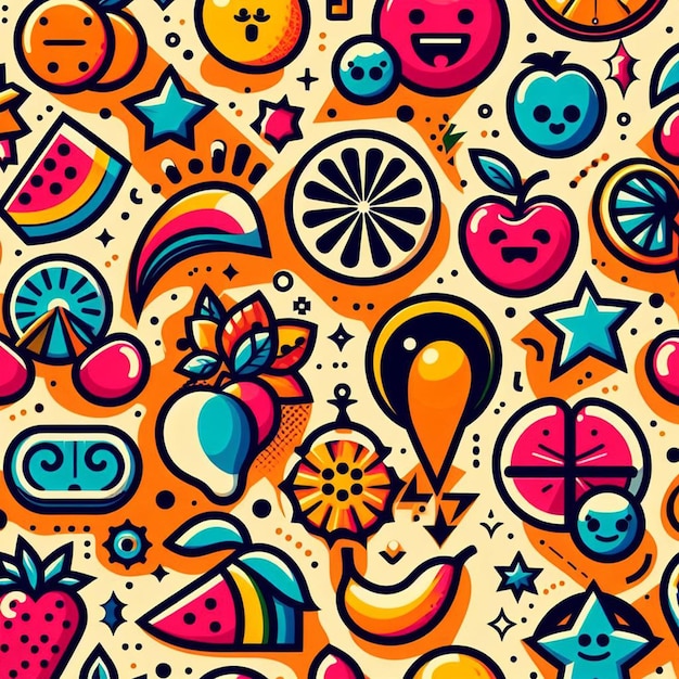 Padrão hiperrealista de emoticon sorridente emoji avatar design sofisticado textura de tecido sem costura