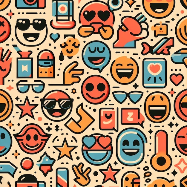 PSD padrão hiperrealista de emoticon sorridente emoji avatar design sofisticado textura de tecido sem costura