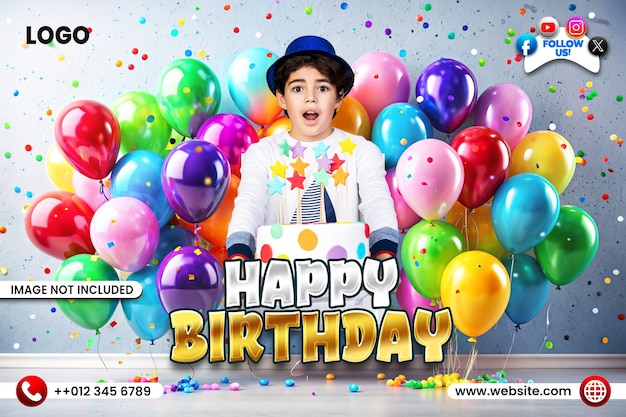 Padrão ou banner de cartão de aniversário realista