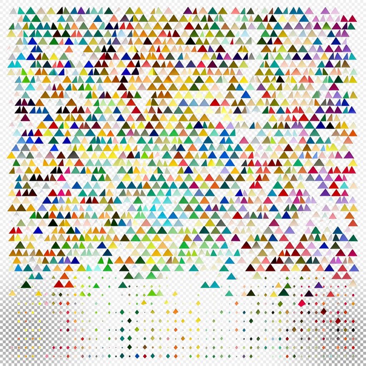 PSD padrão triangular colorido com pontos de fundo transparente