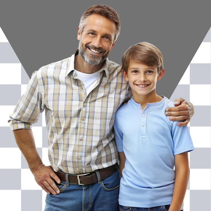 PSD padre e hijo en fondo transparente png psd