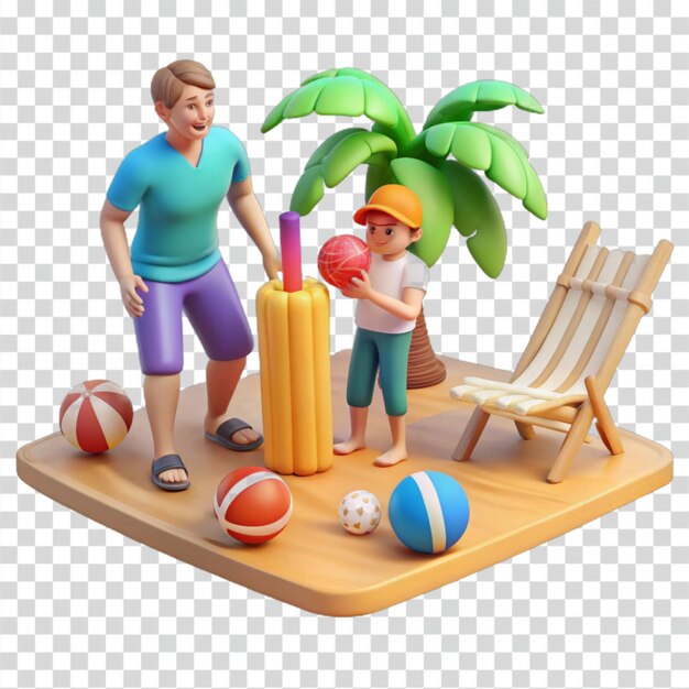 Padre e hijo jugando en la playa