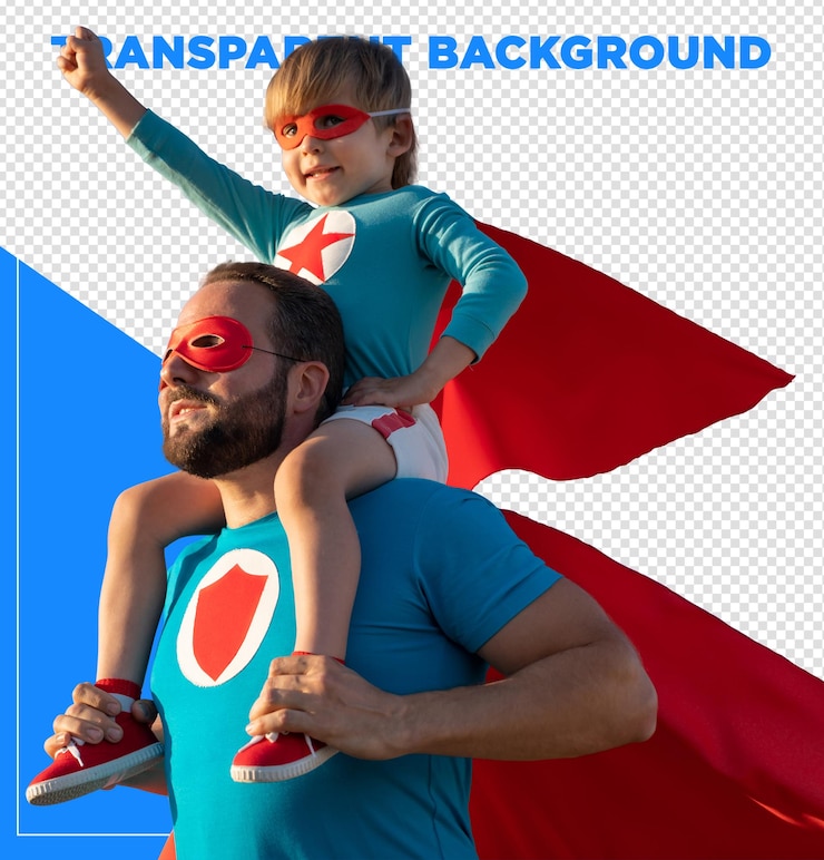 Padre e hijo jugando a los superhéroes en el Día del Padre