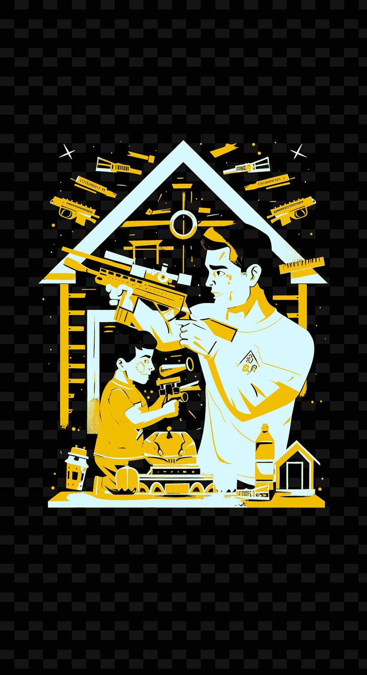 PSD padre y hijo enfermos de tristan teniendo una batalla de nerf gun juntos png ilustración diseños de obras de arte