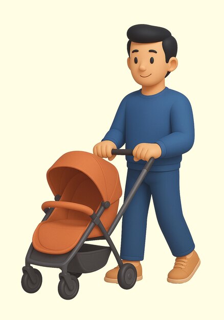 Padre paseando con un bebé en un cochecito