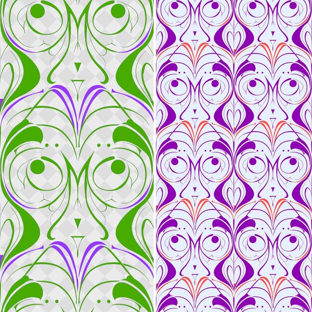 PSD padrões art nouveau com linhas fluidas e delineados em orga creative abstract geometric vector