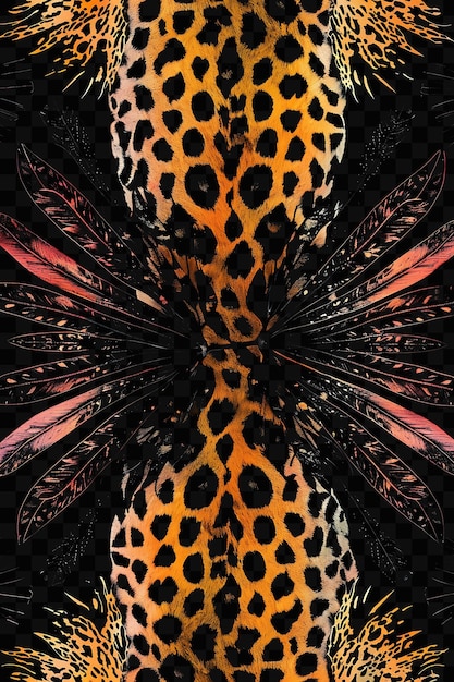 PSD padrões de impressão animal de textura fundo com forma de leopardo e zebra glowing y2k collage art neon