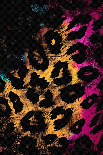 PSD padrões de impressão animal de textura fundo com forma de leopardo e zebra glowing y2k collage art neon