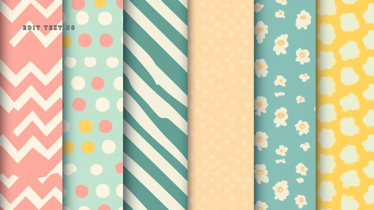 PSD padrões pastel sem costura coleção chevron polka pontos listras nuvens florais
