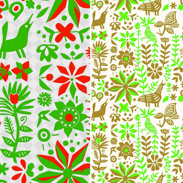 PSD padrões têxteis salvadorenhos com intrincados vetores geométricos abstratos criativos florais e animais