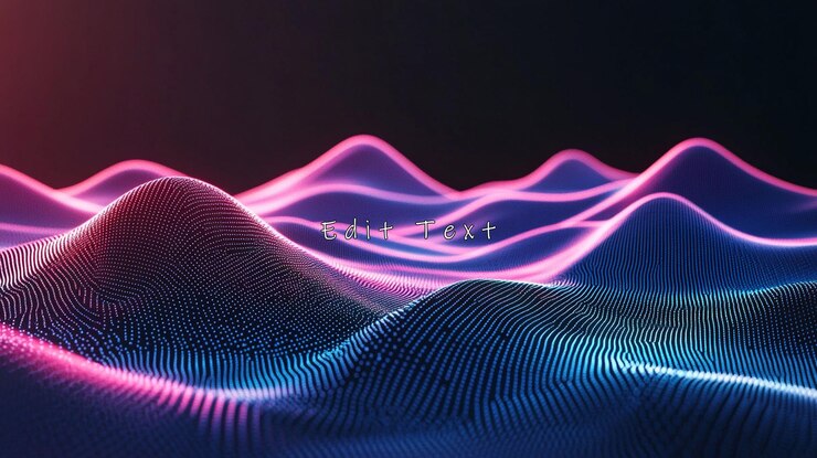 PSD paesaggio astratto di neon luminoso con colline ondulate