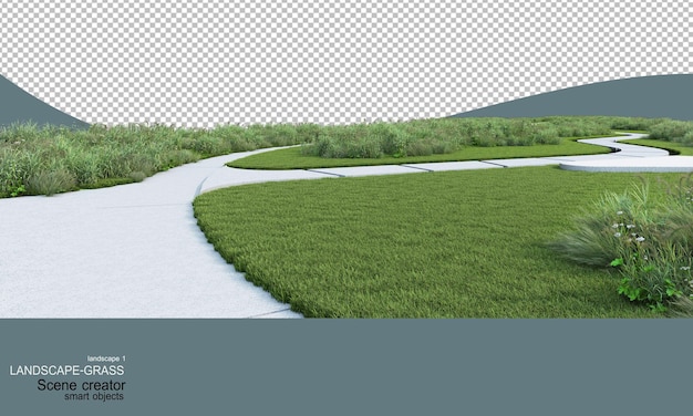 Paesaggio con molti tipi di erba
