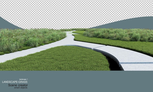 Paesaggio con molti tipi di erba