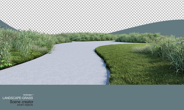 Paesaggio con molti tipi di erba