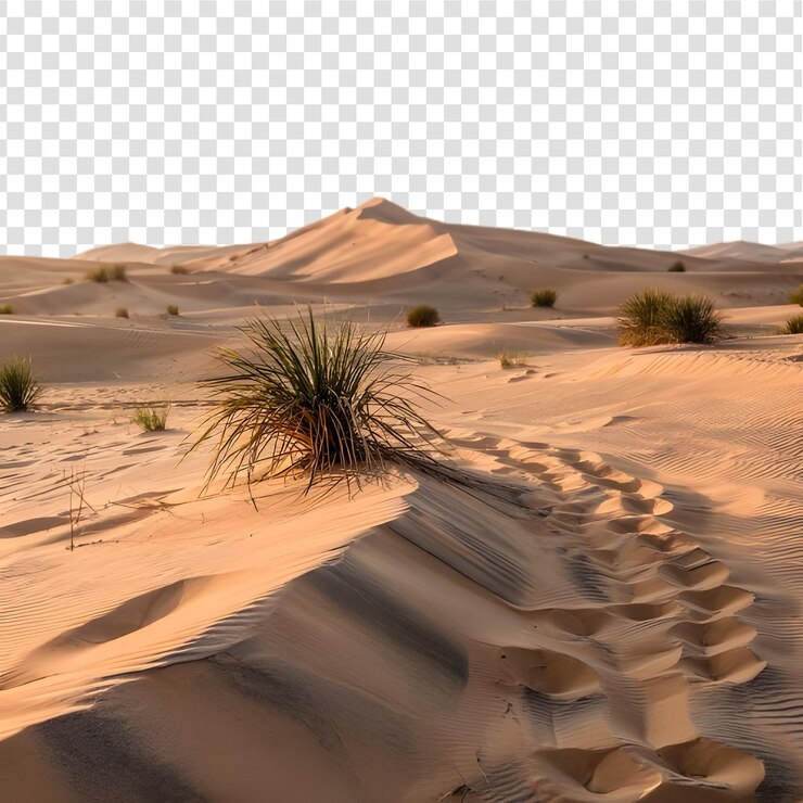 PSD paesaggio desertico con dune e piante