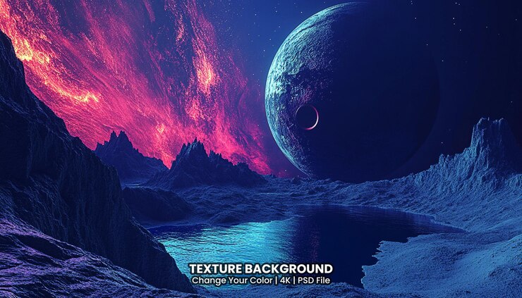 PSD paesaggio fantasy futuristico paesaggio sci-fi tessitura sfondo