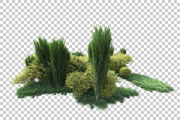 Paesaggio verde isolato su sfondo trasparente 3d rendering illustrazione