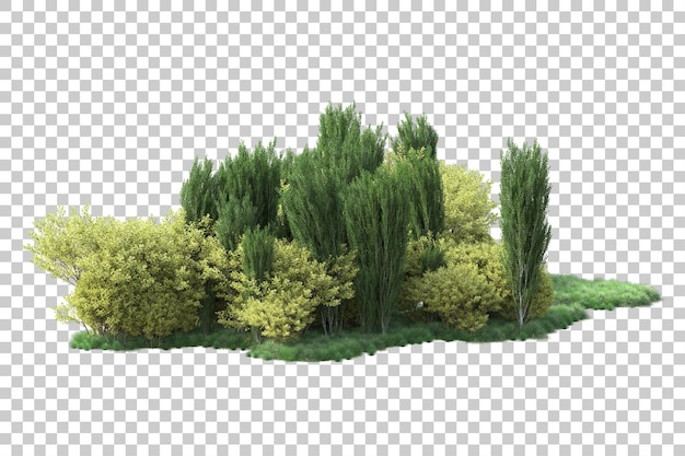 Paesaggio verde isolato su sfondo trasparente 3d rendering illustrazione
