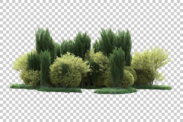 Paesaggio verde isolato su sfondo trasparente 3d rendering illustrazione