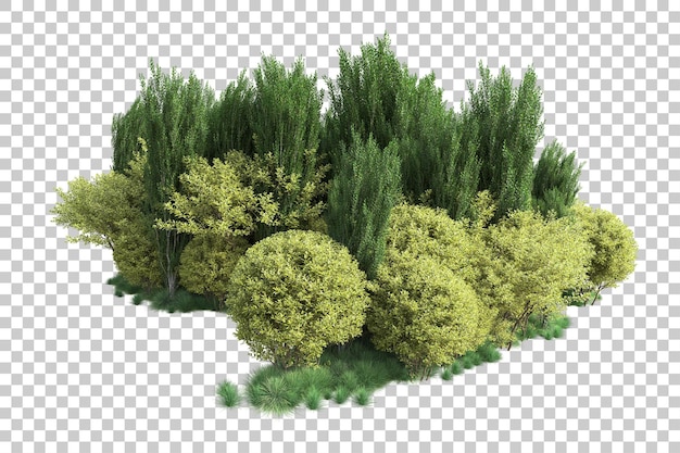 Paesaggio verde isolato su sfondo trasparente 3d rendering illustrazione