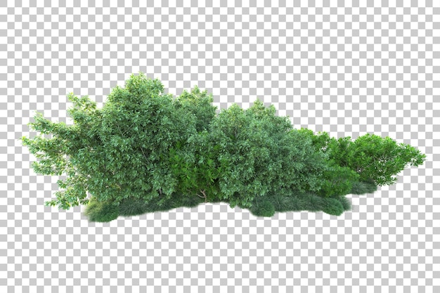 Paesaggio verde isolato su sfondo trasparente 3d rendering illustrazione