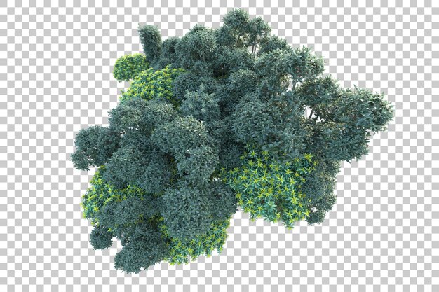 Paesaggio verde isolato su sfondo trasparente 3d rendering illustrazione