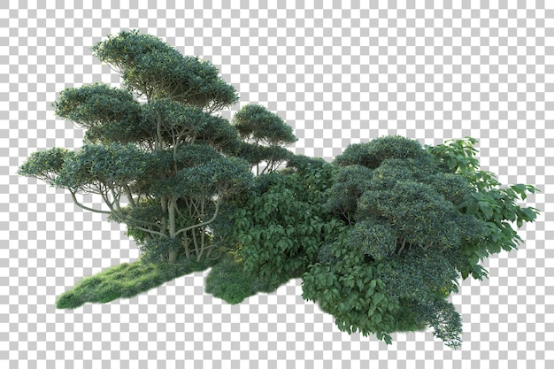 Paesaggio verde isolato su sfondo trasparente 3d rendering illustrazione