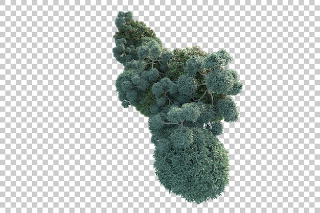 Paesaggio verde isolato su sfondo trasparente 3d rendering illustrazione